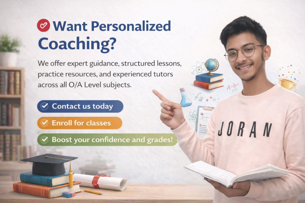 📌 Want Personalized Coaching?

We offer expert guidance, structured lessons, practice resources, and experienced tutors across all O/A Level subjects.

👉 Contact us today
👉 Enroll for classes
👉 Boost your confidence and grades!