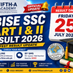 FBISE SSC Part I and Part II Result 2026 expected on 25 July 2026. Students checking their Matric result online with Fifth-A Academy result updates and guidance.