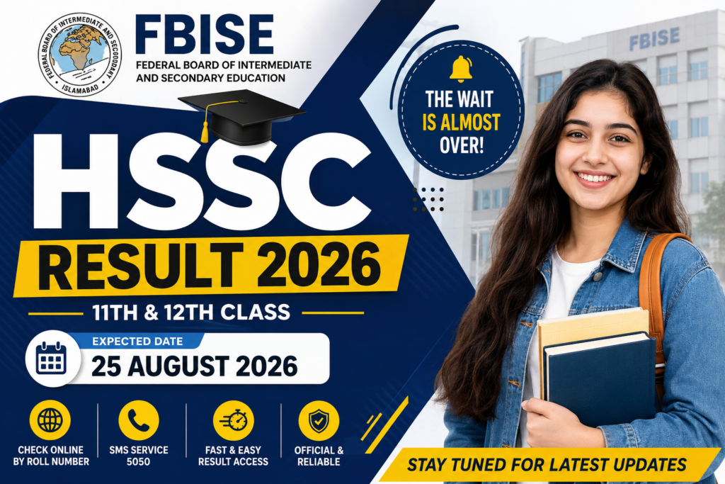 FBISE HSSC Result 2026 for 11th and 12th class students