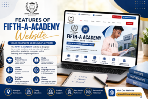 FIFTH-A-ACADEMY website featuring online classes, study resources, expert teachers, test preparation and academic courses in Rawalpindi